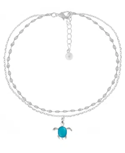 Essentials Double Row Turtle Anklet In Silver Plate