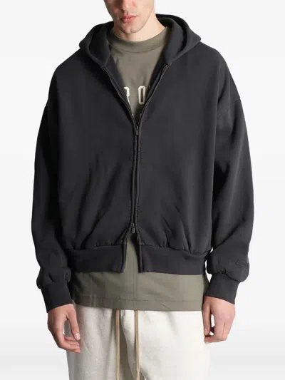 Essentials Double-zip Long-sleeve Hoodie In Black