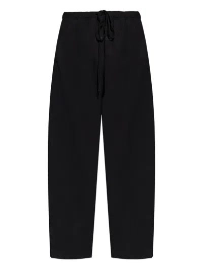 Essentials Drawstring Cotton Trousers In Black