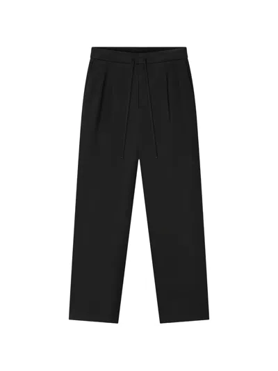 Essentials Drawstring Pleated Trousers In Black