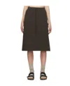 Essentials Gray Drawstring Midi Skirt In Black