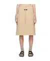 Essentials Beige Drawstring Midi Skirt In Nude