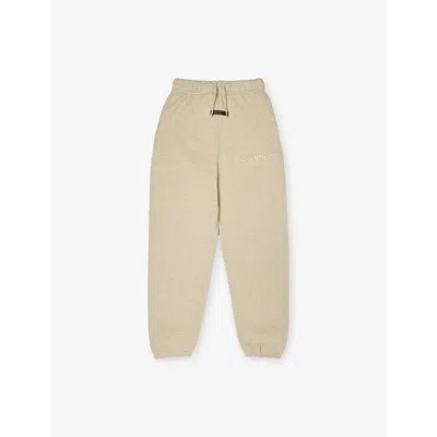 Essentials Kids' Heather Stone Drawstring Straight-leg Cotton-blend Jogging Bottoms 2- In Brown