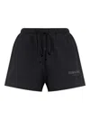 Essentials Drawstring-waist Logo Shorts In Black