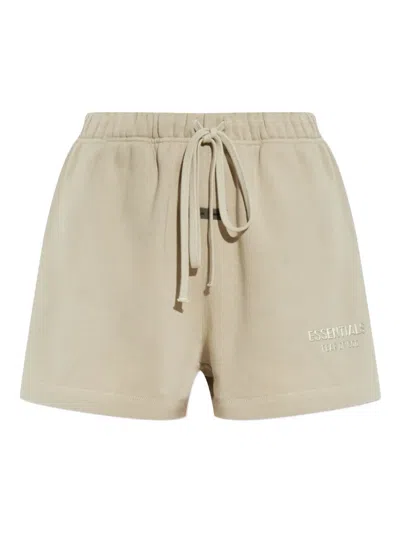 Essentials Drawstring-waist Logo Shorts In Brown