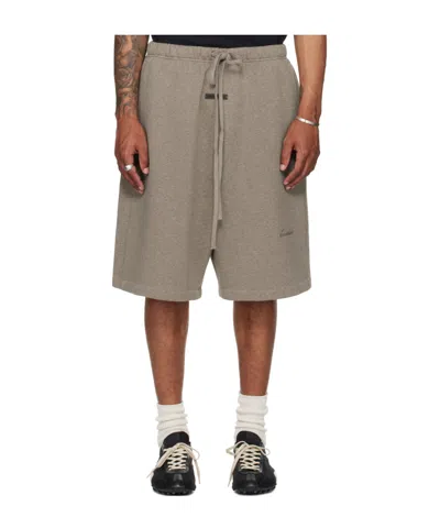 Essentials Drawstring Waist Shorts In Brown