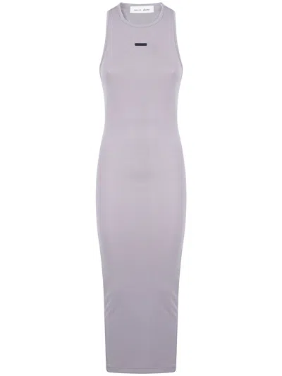 Essentials Dress Halter Neck "soft Rib Racerback" In Gray