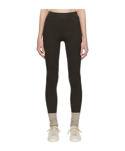 Essentials Gray Rib Leggings In Black