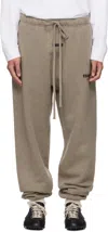 Essentials Brown Relaxed Fleece Piping Sweatpants In Gray