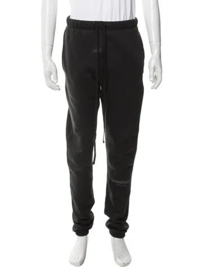 Pre-owned Essentials Embroidered Accent Lounge Bottoms In Black