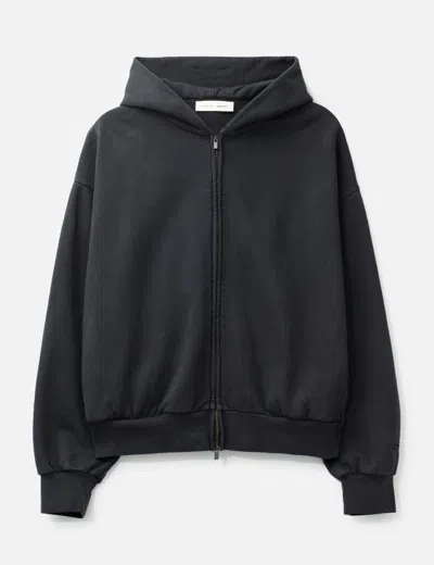 Essentials Embroidered Classic Full Zip Hoodie In Black