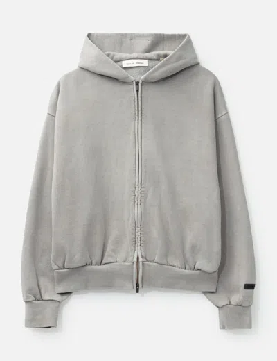 Essentials Embroidered Classic Full Zip Hoodie In Gray