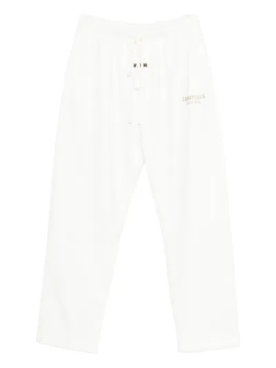 Essentials Embroidered Drawstring-waist Track Pants In White