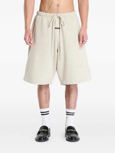 Essentials Embroidered-logo Shorts In Neutral