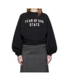 Essentials Black Fleece Raglan Crewneck Sweatshirt In Black