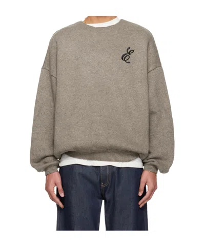 Essentials Embroidered Sweater In Brown