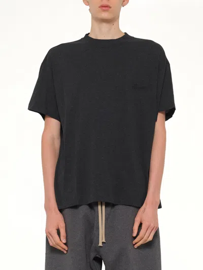 Essentials Gray Holiday Embroidered Essential T-shirt In Black