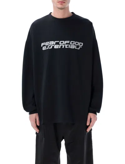 Essentials Fear Of God 90s Oversized Long Sleeve Tee - Size L In Vintage Black