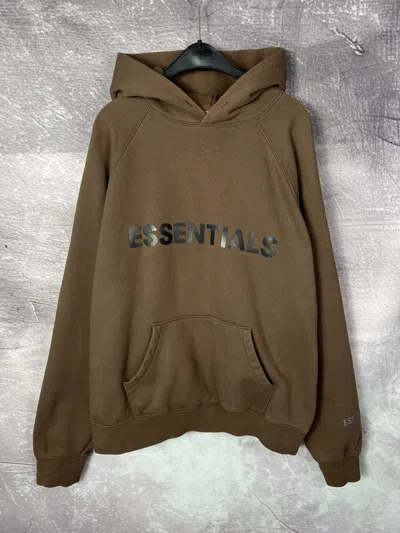 Pre-owned Essentials Fear Of God Brown Faded Hoodie