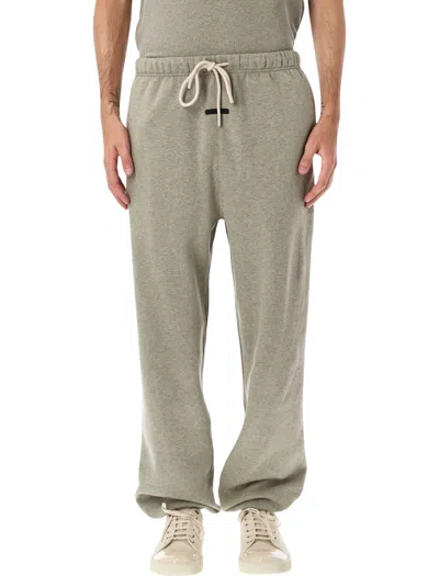 Essentials Fear Of God Core Fleece Relaxed Sweatpants With Elastic Ankle Cuffs & Puff Logo In Seal Heather
