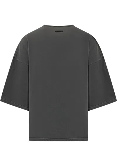 Essentials Fear Of God  3/4 Henley Sweatshirt In Washed Iron Grey