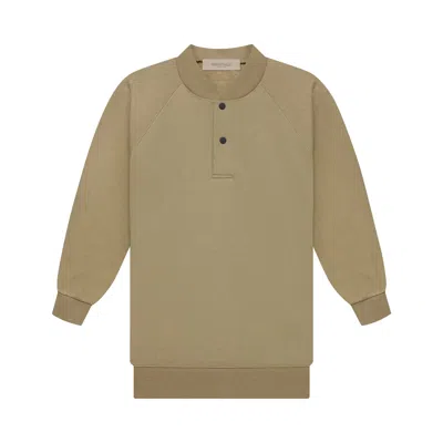 Pre-owned Essentials Fear Of God  3/4 Sleeve Henley 'oak' | Tan | Women's Size Xl In Brown