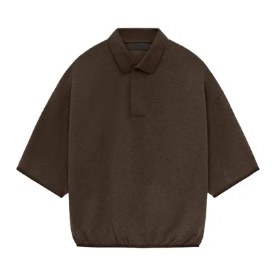 Pre-owned Essentials Fear Of God  3/4 Sleeve Polo 'heather Wood' In Brown