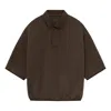 Essentials Fear Of God  3/4 Sleeve Polo Shirt 'heather Wood' In Brown