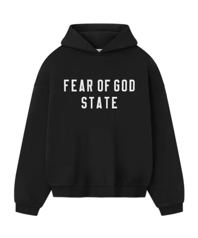 Essentials Mens Jet Black 90s Oversized-fit Cotton-jersey Hoody