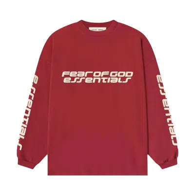 Pre-owned Essentials Fear Of God  90's Long-sleeve Tee 'crimson' | Red | Men's Size Xl