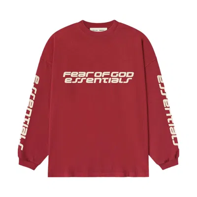Pre-owned Essentials Fear Of God  90's Long-sleeve Tee 'crimson' | Red | Men's Size Xxl
