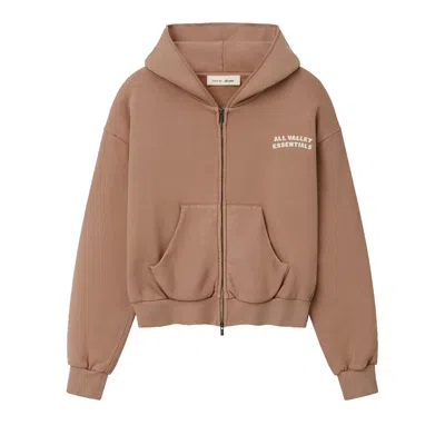 Pre-owned Essentials Fear Of God  90s Full Zip Hoodie Classic Fit 'washed Ginger' | Brown | Women's Size Xl