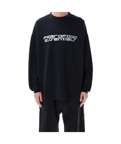 Essentials Fear Of God  90s Logo Long Sleeve T-shirt In Black