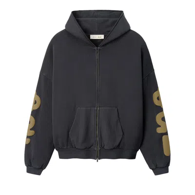 Pre-owned Essentials Fear Of God  90s Zip-up Hoodie 'washed Iron Grey' | Black | Men's Size M