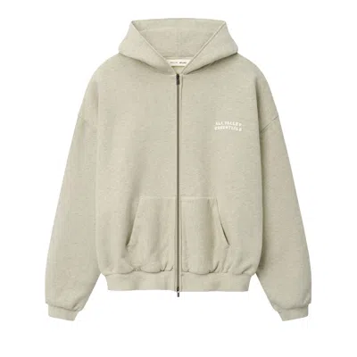 Pre-owned Essentials Fear Of God  90s Zip-up Hoodie 'washed Vanilla Heather' | Grey | Men's Size M