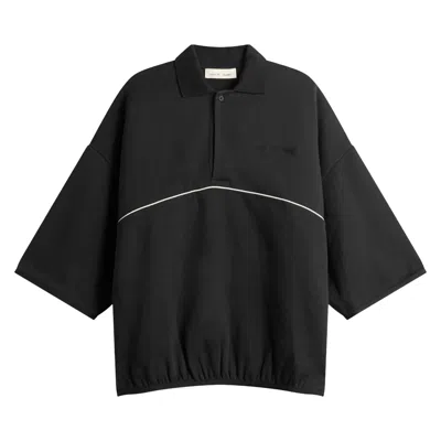 Pre-owned Essentials Fear Of God  Active Trace Quarter Sleeve Modern Polo 'vintage Black' | Men's Size M