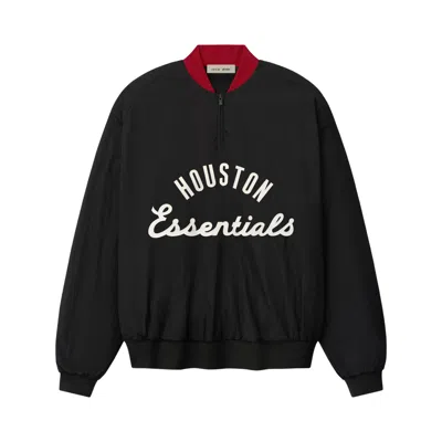 Pre-owned Essentials Fear Of God  Astros Half Zip Pullover 'black' | Men's Size Xl
