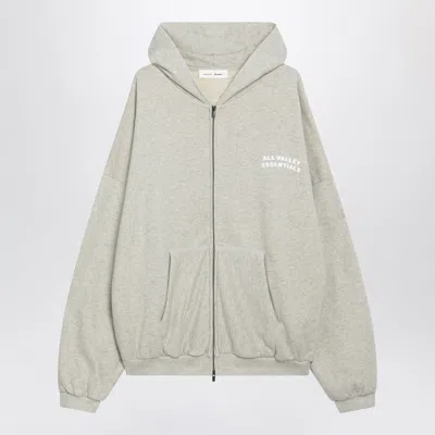 Essentials Fear Of God  Beige Mélange 90's Zip-up Hoodie In Gray