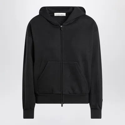 Essentials Fear Of God  Black Cotton Fleece Hoodie In Blue