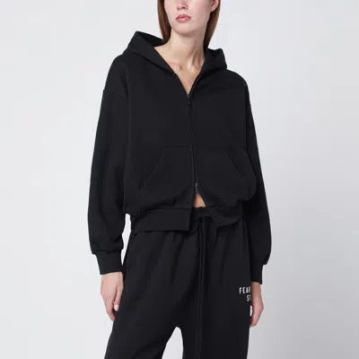 Essentials Black Cotton Fleece Hoodie
