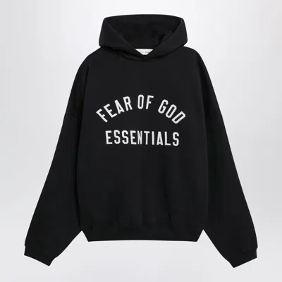 Essentials Fear Of God  Black Cotton Fleece Hoodie With Logo Embroidery