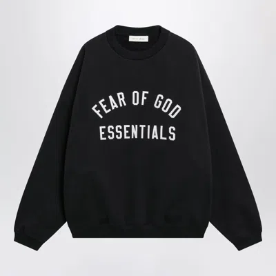 Essentials Fear Of God  Black Cotton Fleece Sweatshirt With Logo Embroidery