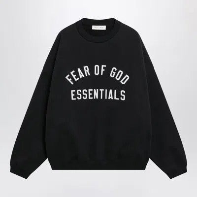 Essentials Fear Of God  Black Cotton Fleece Sweatshirt With Logo Embroidery