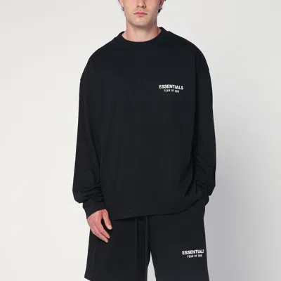 ESSENTIALS FEAR OF GOD ESSENTIALS BLACK COTTON SWEATER WITH LOGO