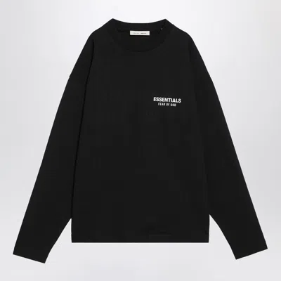 ESSENTIALS FEAR OF GOD ESSENTIALS BLACK COTTON SWEATER WITH LOGO