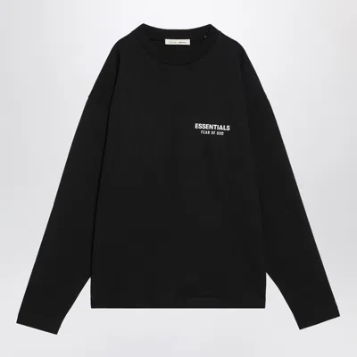 ESSENTIALS FEAR OF GOD ESSENTIALS BLACK COTTON SWEATER WITH LOGO