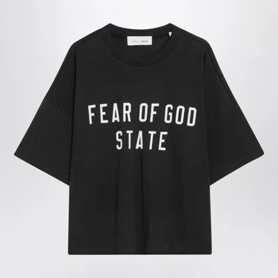 ESSENTIALS FEAR OF GOD ESSENTIALS BLACK CREWNECK TSHIRT WITH LOGO