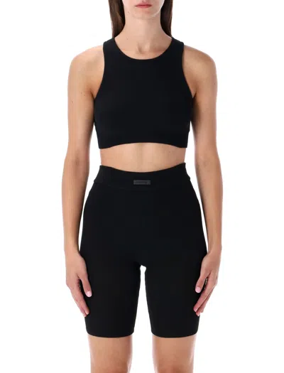 ESSENTIALS FEAR OF GOD ESSENTIALS BLACK FEAR OF GOD ESSENTIALS CROP TOP