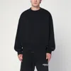Essentials Black Fleece Cotton Sweatshirt With Logo In Black