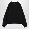 Essentials Black Fleece Cotton Sweatshirt With Logo In Black